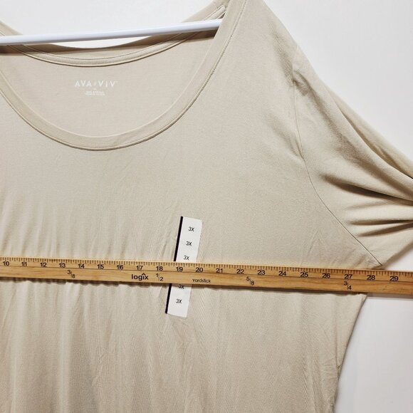 Ava & Viv Womens Size 3X Beige Long Sleeve Scoop Neck Top Shirt - Picture 5 of 6